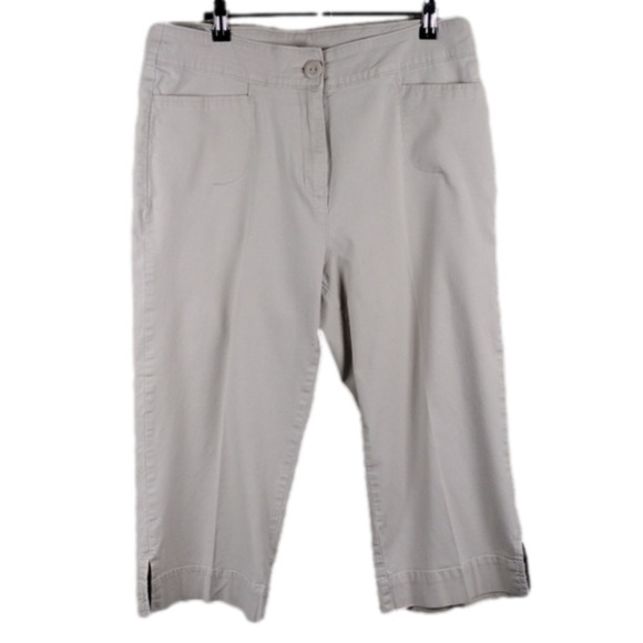 Woolrich Cotton Stone High Rise Zipper Front Straight Leg Casual Capris Pant - Picture 1 of 15